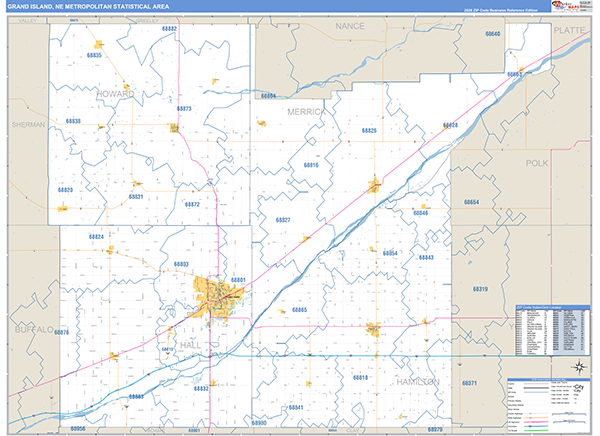 Grand Island Metro Area Wall Map